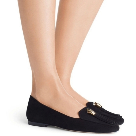 Stuart Weitzman Women's Black Suede Slipknot Signature Flats Size 6.5m - Picture 2 of 9